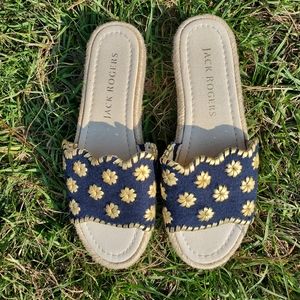 Jack Rogers Palmer Floral Jute Wrapped Platform Espadrilles Sandals Size 8